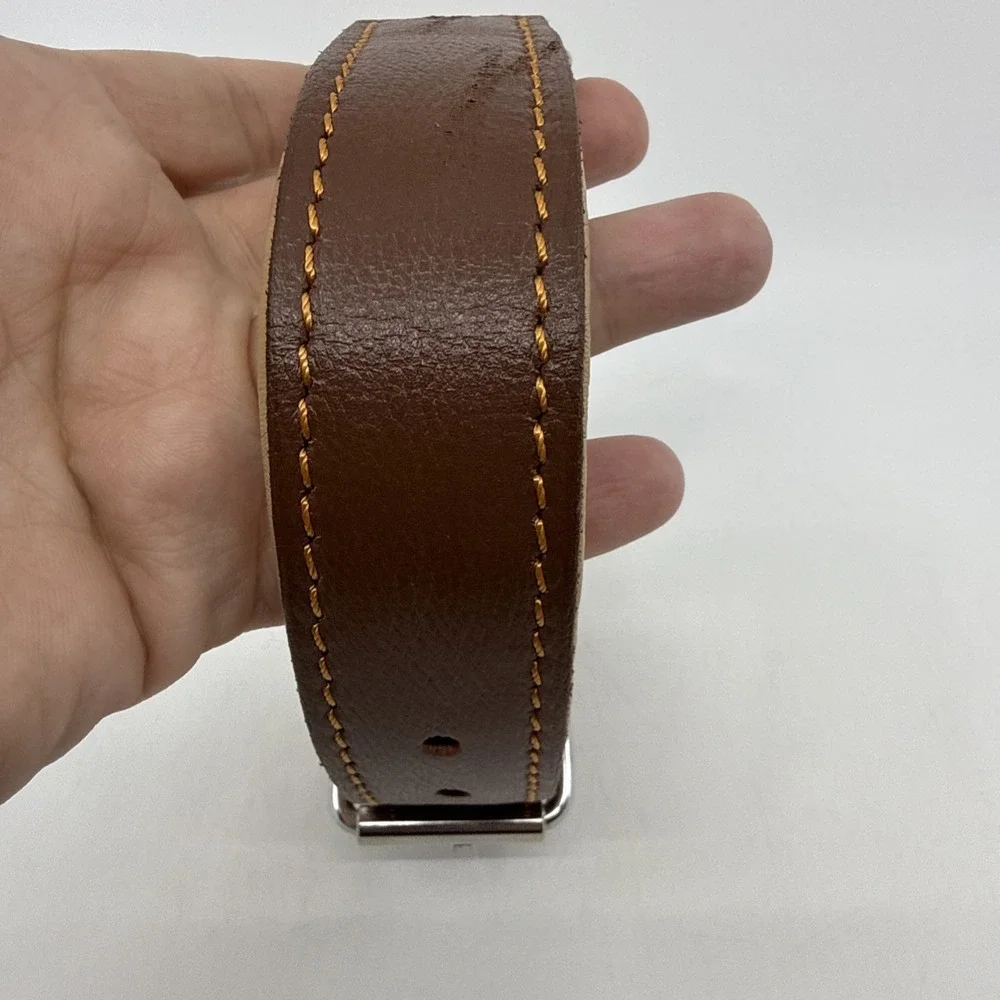 Riparo Genuine Leather Padded Dog Heavy Duty K-9 Adjustable Collar 24